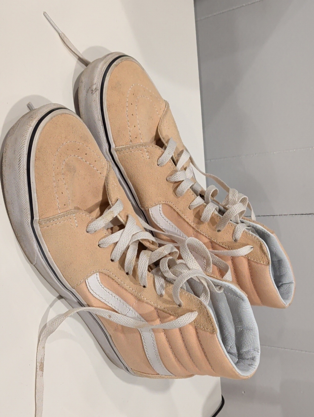 Vans High-Top Sneakers in Peach and White